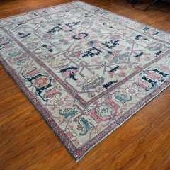 Afghan Serapi Tribal Hand-Knotted Wool & Silk Rug, 7'11"x9'9"
