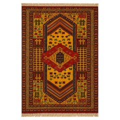 Afghan Silk and Wool Persian-Style Pictorial Rug, 44.5 x 62.2 in