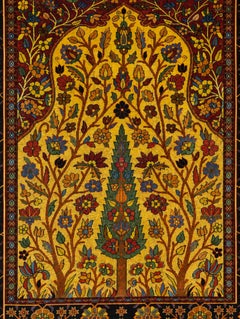 Afghan Silk Persian-Style Tree of Life Floral Rug, 41.3 x 61 in