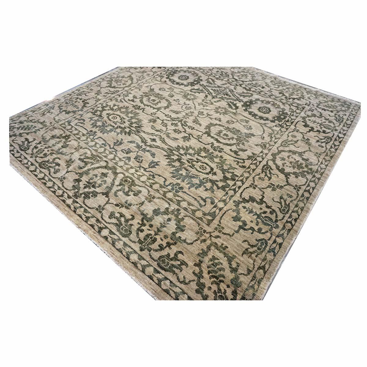 Afghan Sultanabad Master Wool 6 x 6 Beige & Gray Handmade Square Area Rug (Handgewebt) im Angebot