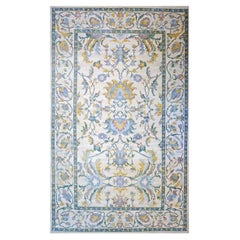 Afghan Sultanabad Wool 10x17 Teal, Ivory, Mauve & Yellow Handmade Area Rug
