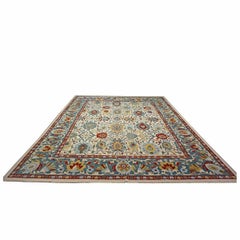Afghan Sultanabad Wool 13x16 Ivory, Red & Light Blue Handmade Area Rug