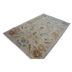 Afghan Sultanabad Wool 3x5 Grey, Ivory & Teal Handmade Area Rug