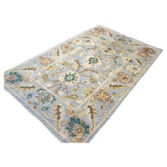 Afghan Sultanabad Wool 3x5 Grey, Ivory & Teal Handmade Area Rug