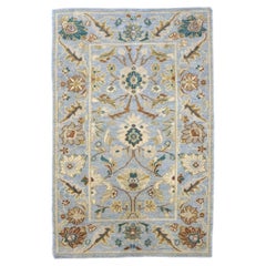 Afghan Sultanabad Wool 3x5 Grey, Ivory & Teal Handmade Area Rug