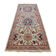 Afghan Sultanabad Wool 3x7 Blue, Ivory & Rust Handmade Runner Rug