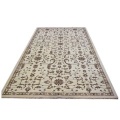 Afghan Sultanabad Wool 6X10 Ivory and Brown Area Handmade Area Rug