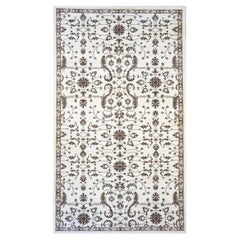 Afghan Sultanabad Wool 6X10 Ivory and Brown Area Handmade Area Rug