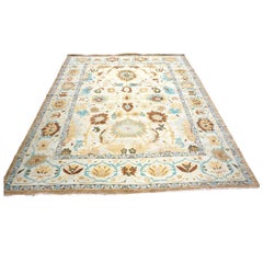 Afghan Sultanabad Wool 8x10 Blue, Ivory & Beige Handmade Area Rug