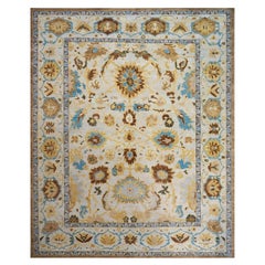 Afghan Sultanabad Wool 8x10 Blue, Ivory & Beige Handmade Area Rug