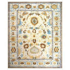 Afghan Sultanabad Wool 8x10 Blue, Ivory & Beige Handmade Area Rug