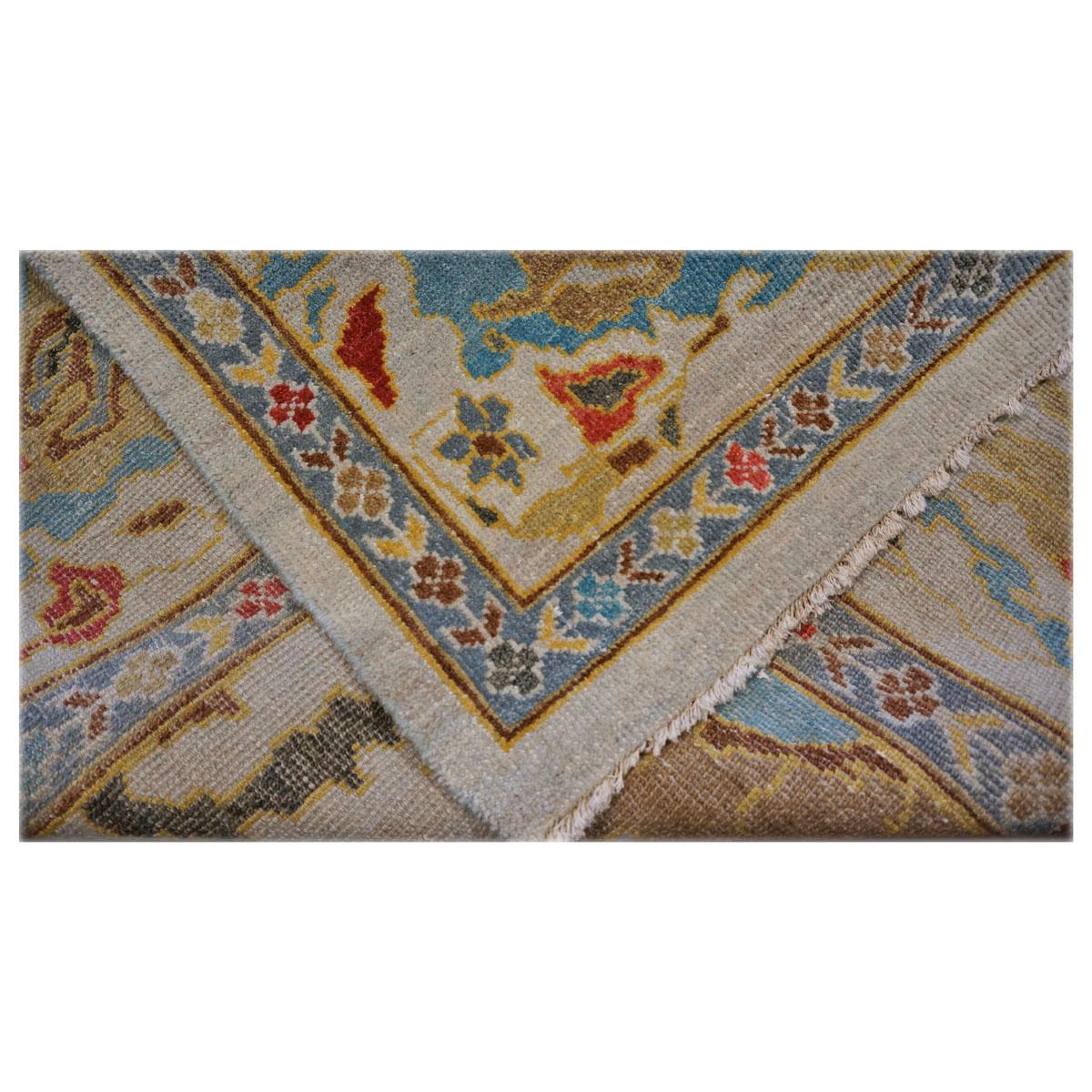 Afghanische Sultanabad Wolle 9X12 Elfenbein, Hellblau, Braun & Gelb Handgefertigt Bereich Teppich im Angebot 1