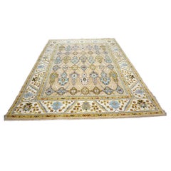 Afghan Sultanabad Wool 9X12 Tan, Green & Blue Handmade Area Rug