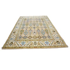 Afghan Sultanabad Wool 9X12 Tan, Green & Blue Handmade Area Rug