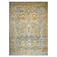 Afghan Sultanabad Wool 9X12 Tan, Green & Blue Handmade Area Rug