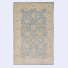Afghan Tabriz Wool 3x5 Blue & Ivory Silverwash Handmade Area Rug
