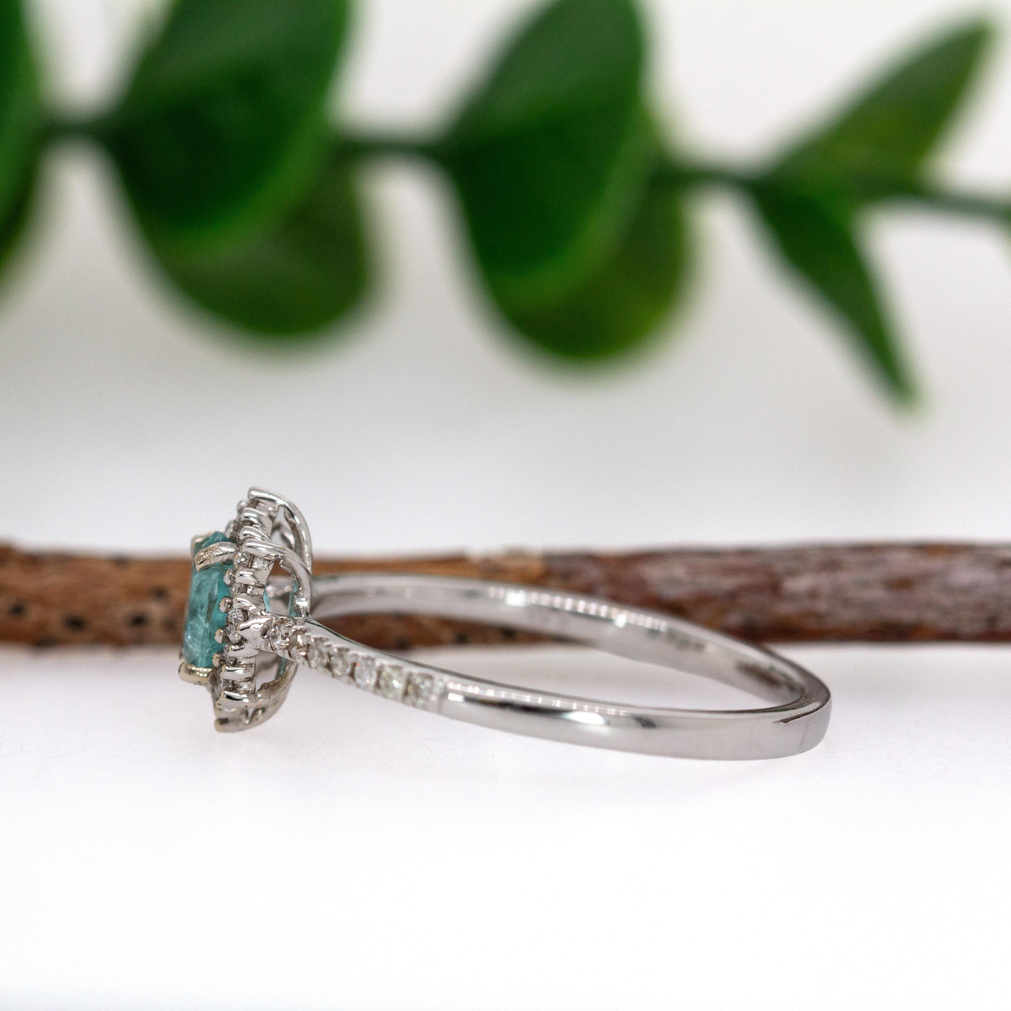 Anillo de turmalina afgana con diamantes naturales Oro blanco macizo de 14 quilates  Oval 5x4mm en Nuevo estado para la venta en Columbus, OH