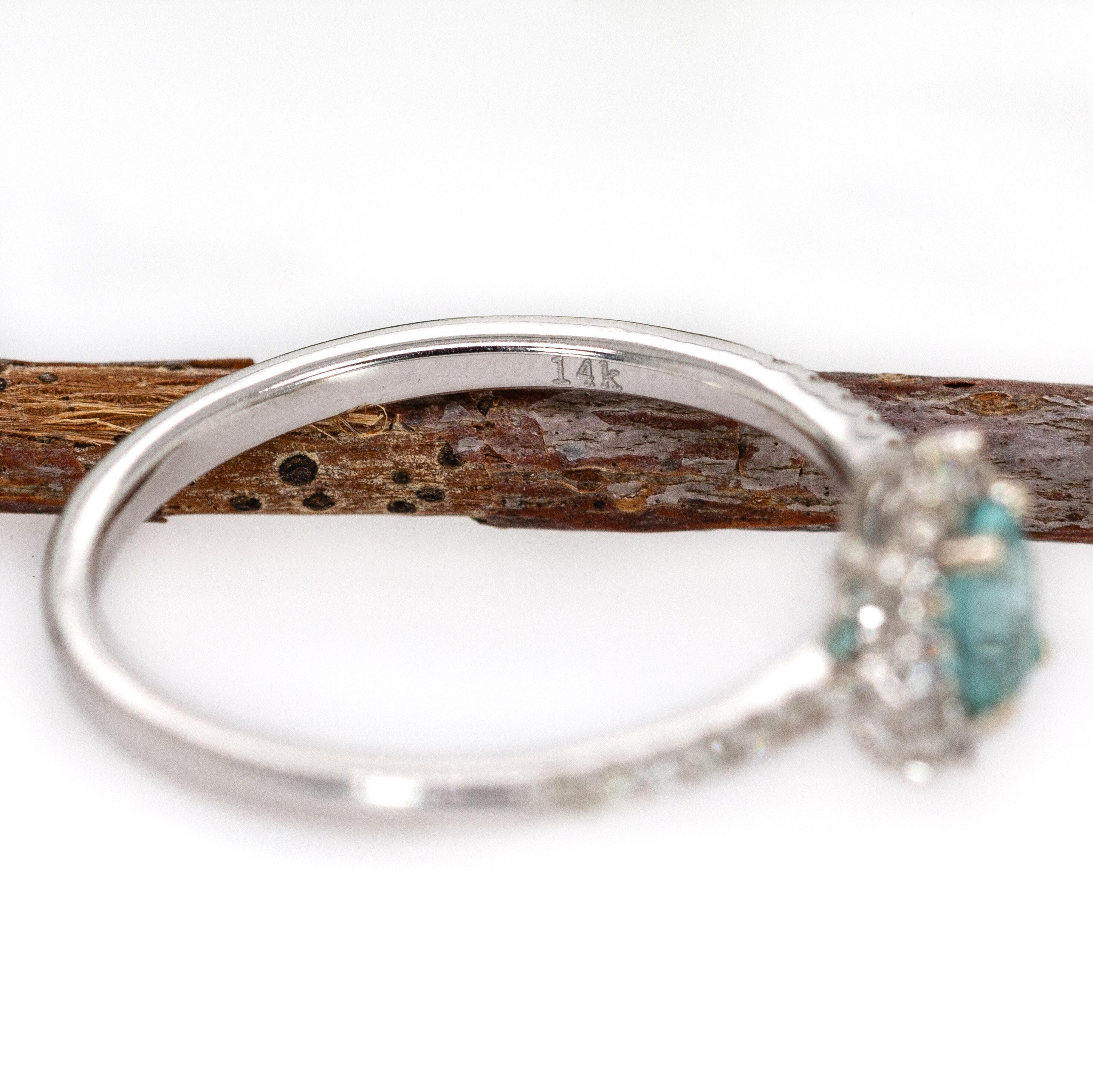 Anillo de turmalina afgana con diamantes naturales Oro blanco macizo de 14 quilates  Oval 5x4mm en venta 2