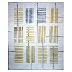 Tappeto Afghano Tribale Mid-Modern in Lana 13x16 Avorio e Tan fatto a mano