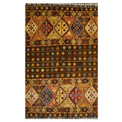 Afghan Tribal Rug Khorjin with Natural Dyes Hand Knotted