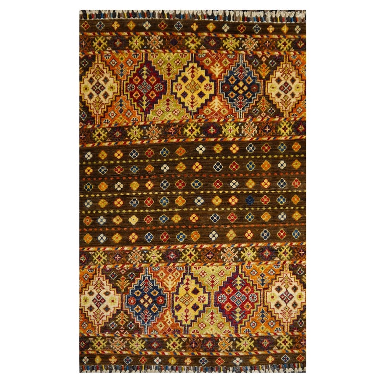 Afghan Tribal Rug Khorjin with Natural Dyes Hand Knotted at 1stDibs