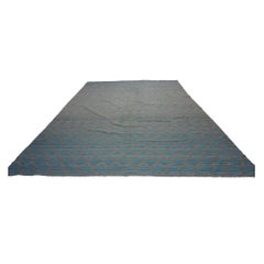 Afghan True Tribe Kilim Wool 10x14 Grey & Turquoise Handmade Area Rug