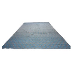 Afghan True Tribe Kilim Wool 10x14 Grey & Turquoise Handmade Area Rug