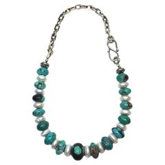 Afghan Turquoise and Freshwater Pearl  Necklace