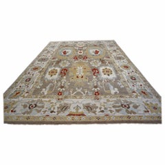 Afghani Sultanabad Wool 10x14 Tan, Light Blue & Ivory Handmade Area Rug