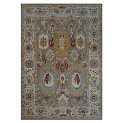 Afghan Wool Sultanabad Master 10x14 Tan, Light Blue & Ivory Handmade Area Rug