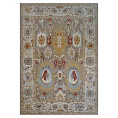 Afghan Wool Sultanabad Master 10x14 Tan, Hellblau & Elfenbein Handmade Area Rug