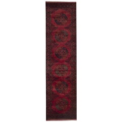 Tapis de couloir traditionnel, tapis en laine rouge orientale tissé à la main à la main en vente