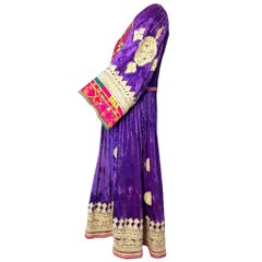 Afghani 1970's Purple Velvet Intricately Embroidered Kuchi Dress