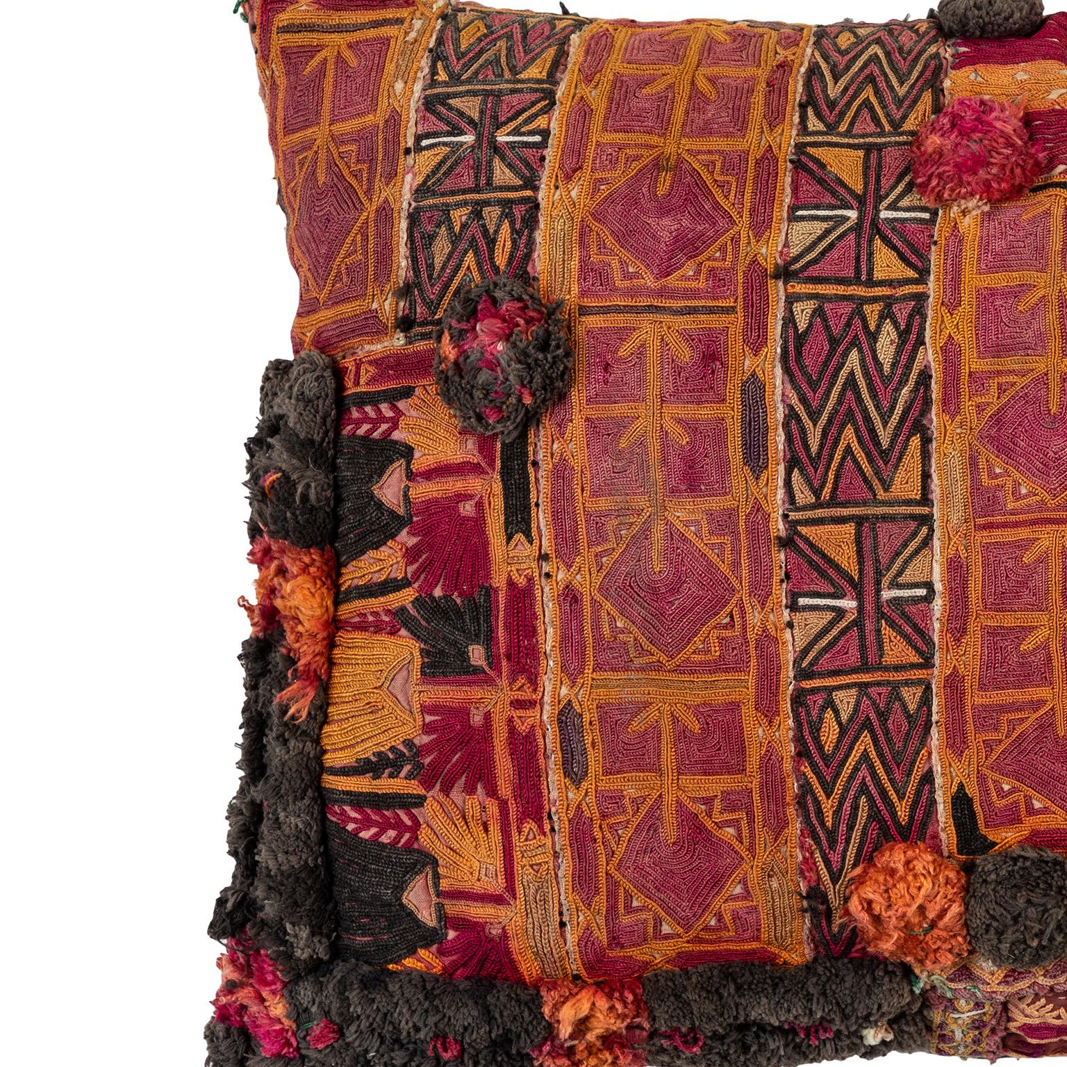 Embroidered Afghani Pashtun Pillow For Sale