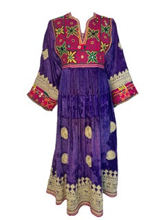 Afghani Velvet and Intricately Embroidered Kuchi Gown, 1970s