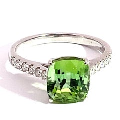 Schmuckzicke 18K White Gold 3.90ct Afghan Green-Blue Tourmaline Ring Top Clarity