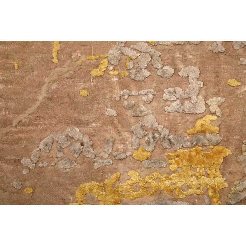 Hand-Knotted Afghanistan Abadeh Area Rugs - Wool and Silk Brown Taupe - 94597 For Sale