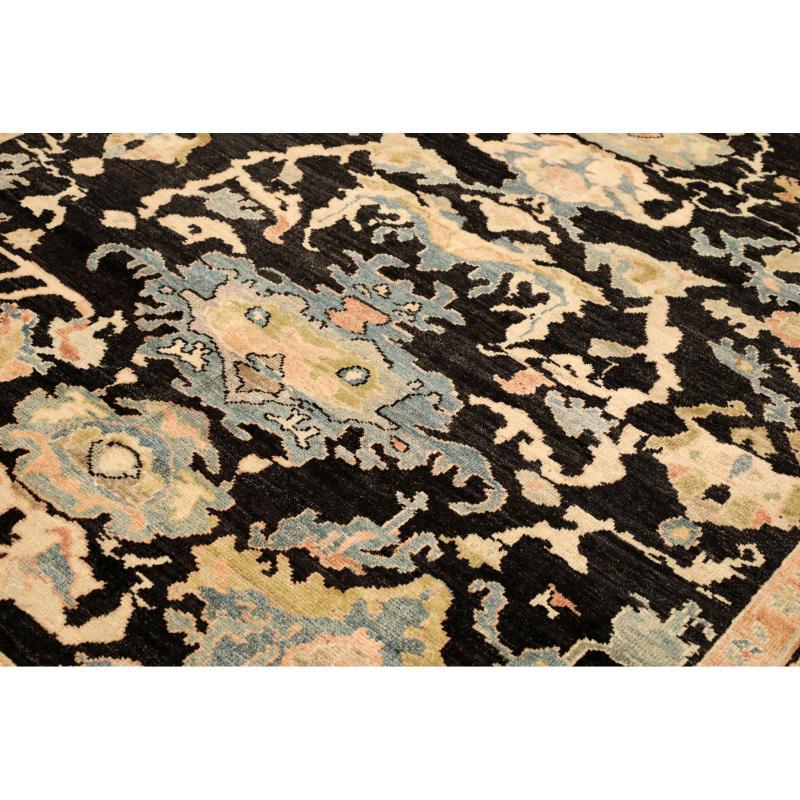 Afghanistan Abadeh-Teppiche - Wolle Schwarz Elfenbein Design - 94594 (Stammeskunst) im Angebot