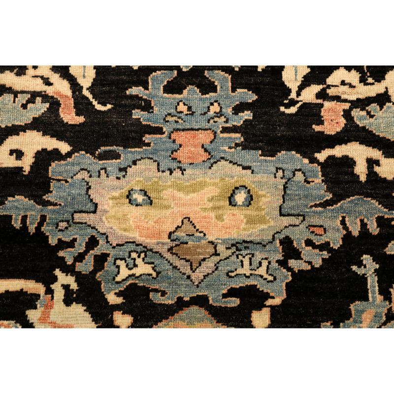 Afghanistan Abadeh-Teppiche - Wolle Schwarz Elfenbein Design - 94594 (Afghanisch) im Angebot