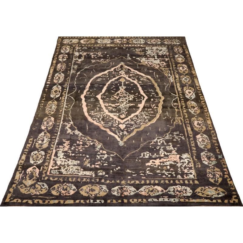 Afghan Area Rug: Muted Abadeh

A Masterpiece Unveiled
This magnificent Afghan Abadeh rug, measuring 6 ft 5 in x 9 ft 6 in, stands as a stunning testament to centuries of celebrated Central Asian textile artistry. Its plush surface reveals a