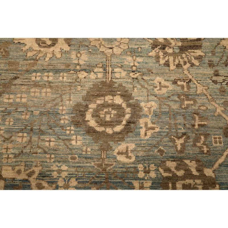 Afghano Tappeti Afghanistan Abadeh - Lana Blu Marrone Grigio Avorio - 94603 in vendita