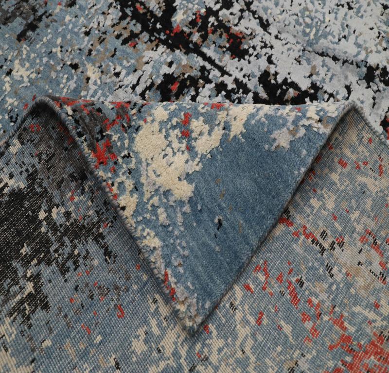 Afghano Tappeti Afghanistan Abadeh - Lana Blu Avorio Rosso - 93294 in vendita