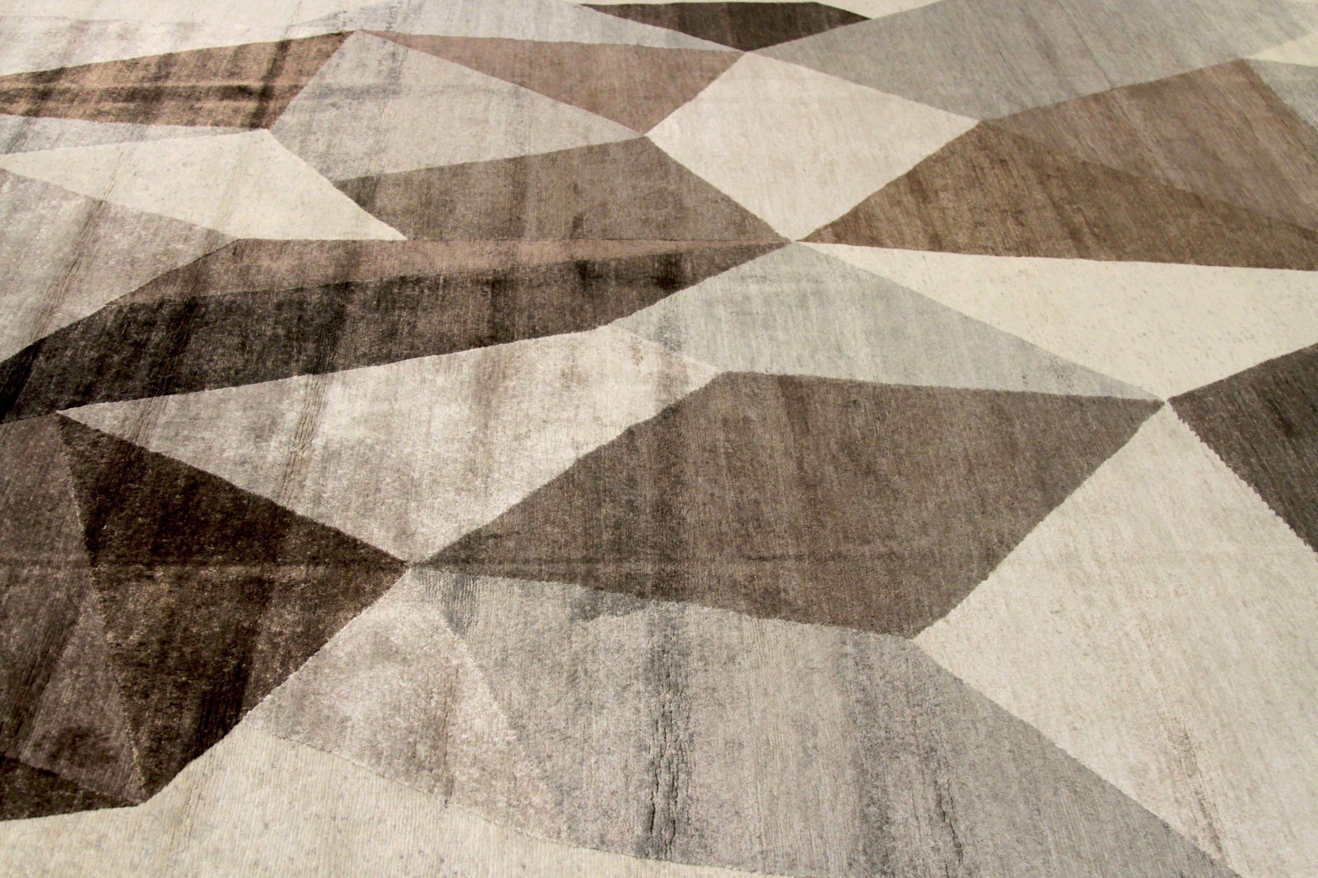 Afghanistan Abadeh Area Rugs - Wolle Braun Grau Elfenbein Design - 88870 (Stammeskunst) im Angebot