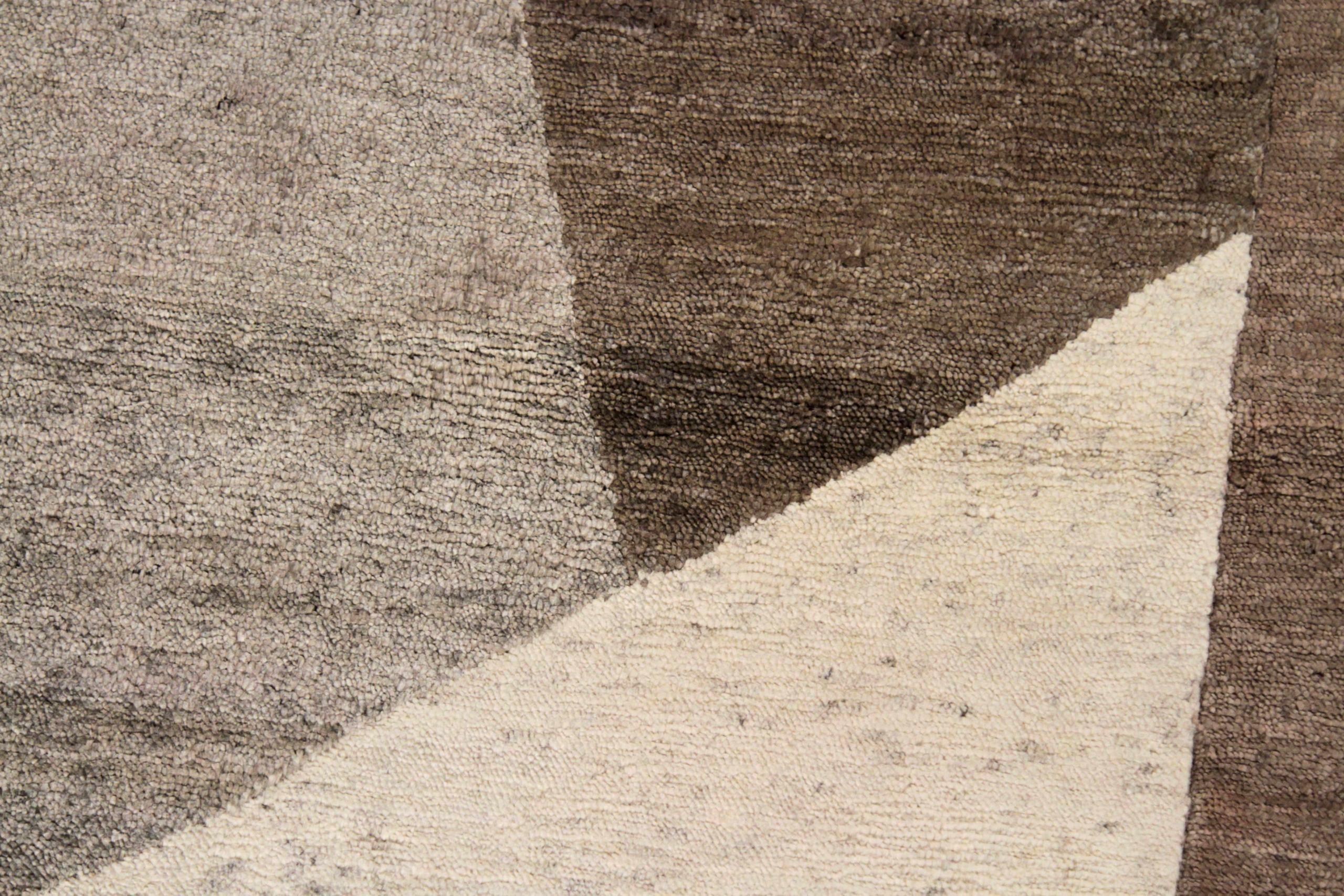 Afghanistan Abadeh Area Rugs - Wolle Braun Grau Elfenbein Design - 88870 (Afghanisch) im Angebot