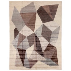 Afghanistan Abadeh Area Rugs - Wolle Braun Grau Elfenbein Design - 88870