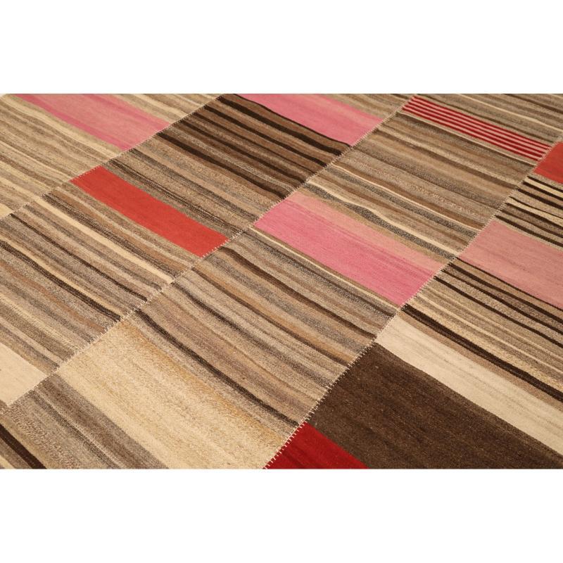 Tribal Afghanistan Abadeh Area Rugs - Wool Brown Ivory Pink Red - 94634 For Sale