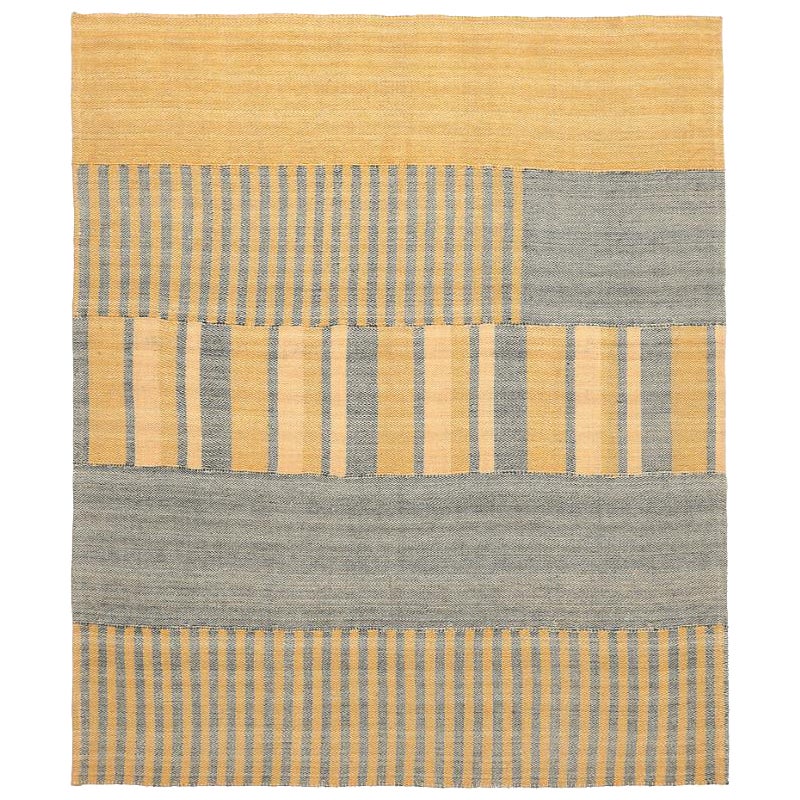 Tapis Abadeh en laine gris et jaune, Afghanistan - 94624