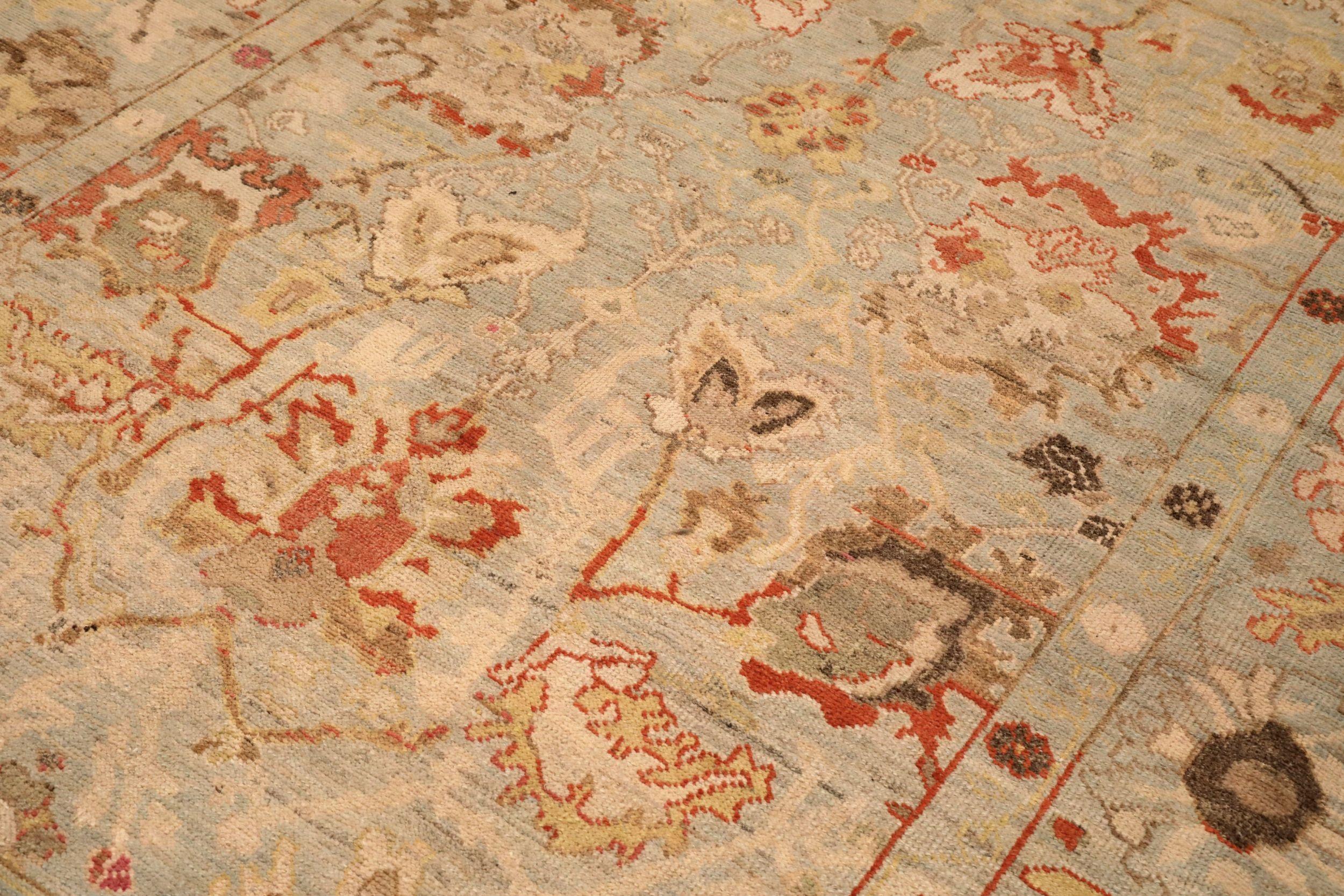 Tribal Turkey Abadeh Area Rugs - Wool Light Blue Red Yellow - 94598 For Sale