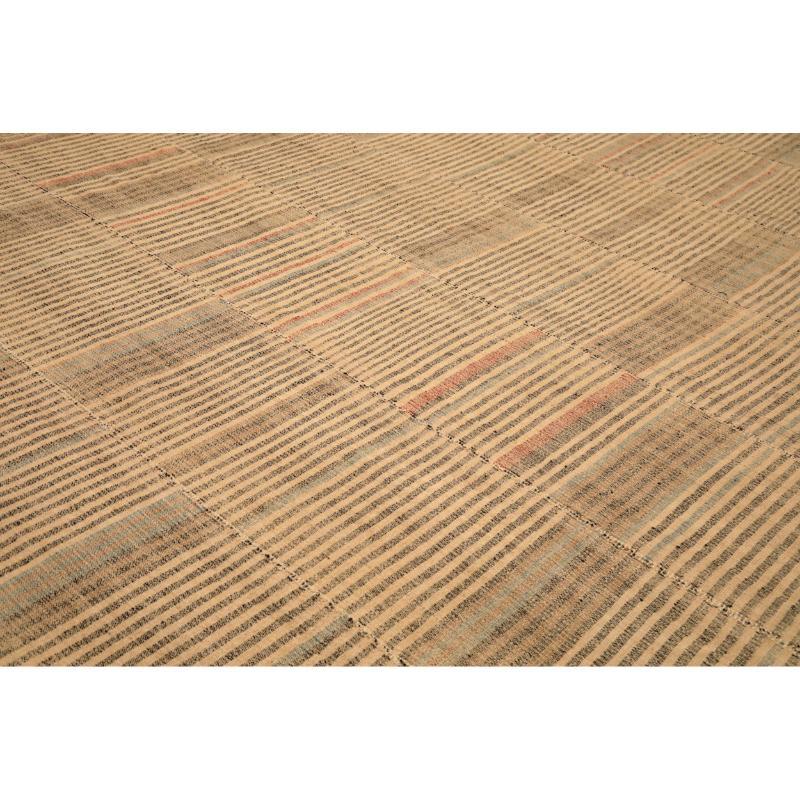 Tribal Afghanistan Abadeh Over Size Rug - Wool Brown Ivory Design - 94630 For Sale