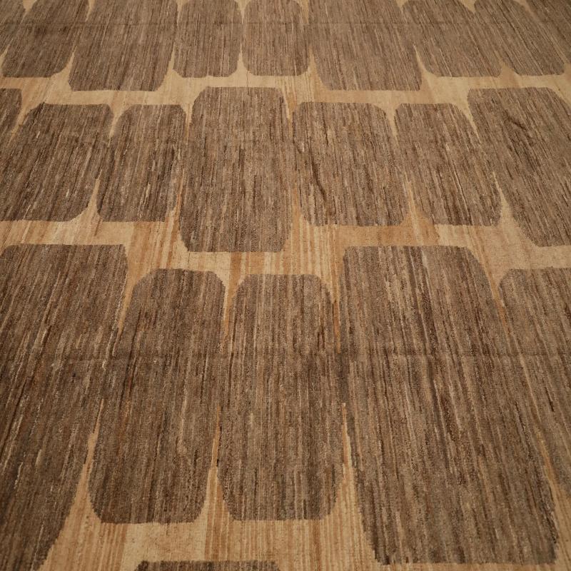Afghanistan Abadeh Over Size Teppich - Wolle Braun Elfenbein Design - 98431 (Afghanisch) im Angebot
